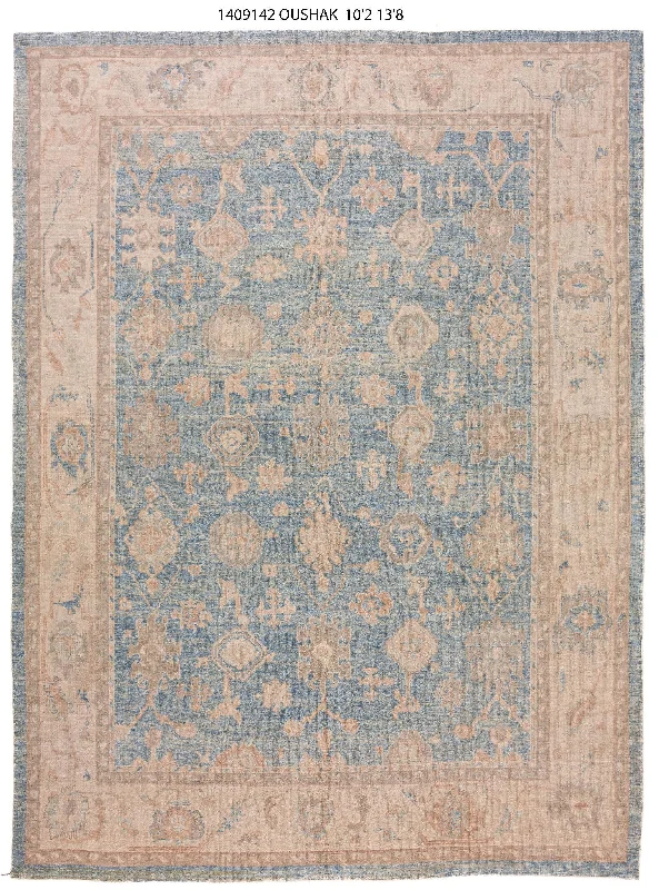 eco-friendly carpet underlay options-10x14 Blue Modern Oushak Area Rug