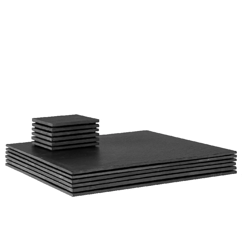 best-digital-marketing-courses-12pc Black Square Linea Slate Placemats & Coasters Set - By Argon Tableware