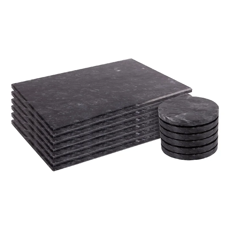 how-to-create-a-resume-12pc Black Marble Placemats & Round Coasters Set - By Argon Tableware