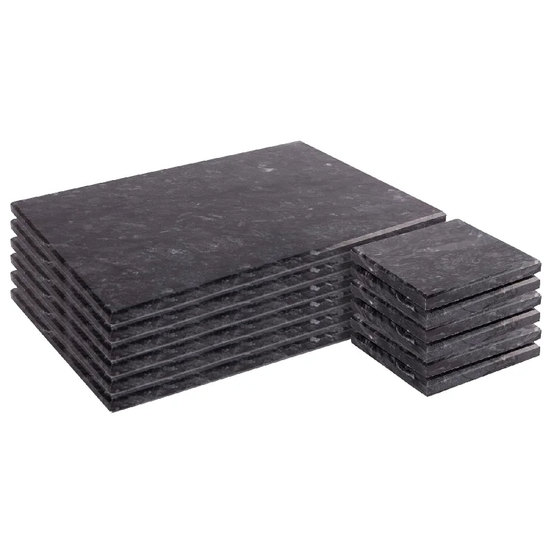 affordable-baby-fashion-tips-12pc Black Marble Placemats & Square Coasters Set - By Argon Tableware