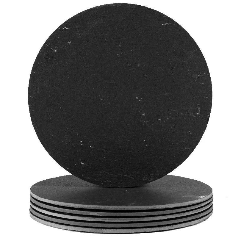 how-to-plan-a-conference-30cm Black Round Linea Slate Placemats - Pack of Six - By Argon Tableware