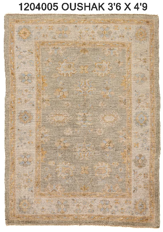 luxury Persian rugs for sale-3x5 Sage Green & Beige Modern Oushak Area Rug