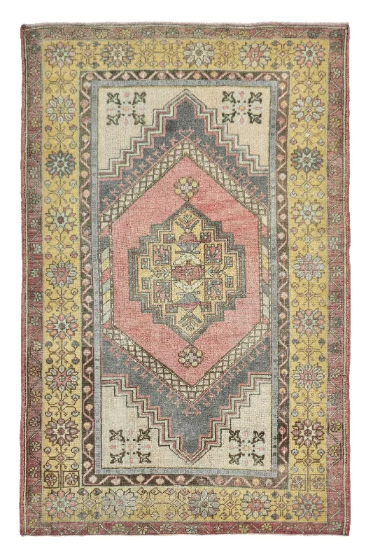 how to repair carpet fading naturally-4x6 Indian Red & Charcoal Old & Vintage Turkish Area Rug