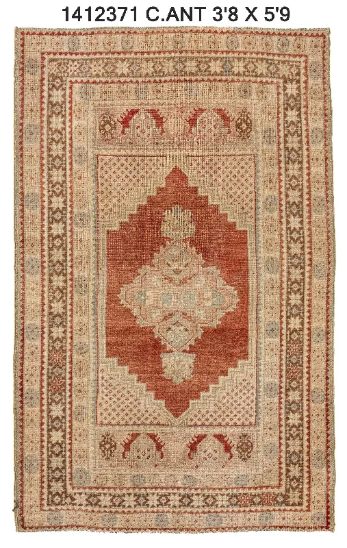 how to clean carpet without machine-4x6 Indian Red & Ivory Old & Vintage Turkish Area Rug