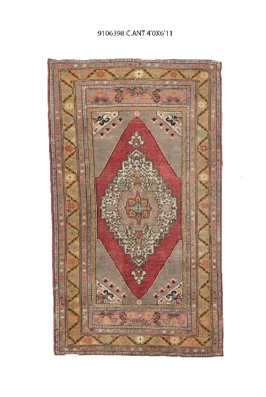 how to clean silk rugs safely-4x7 Old & Vintage Turkish Area Rug