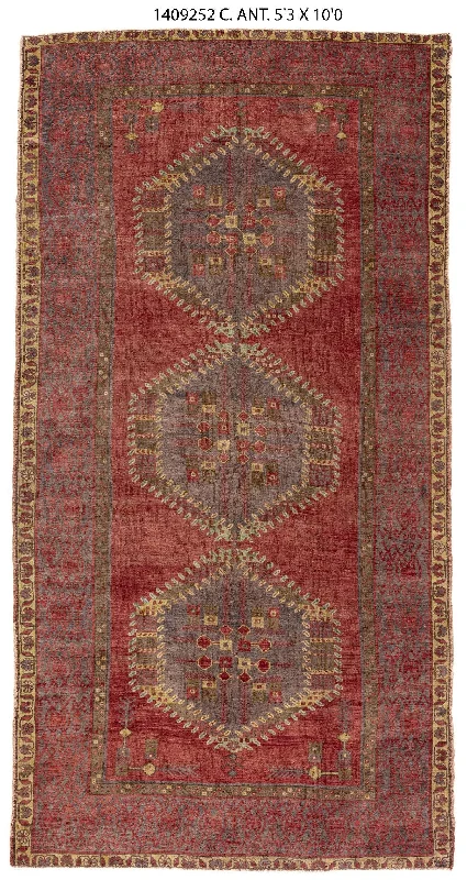 affordable rugs for small homes-5x10 Red Vintage Turkish Area Rug