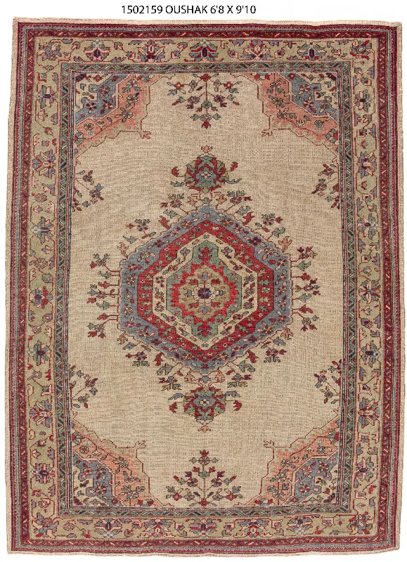 durable carpet for commercial use-7x10 Yellow Vintage Oushak Area Rug