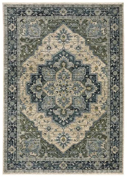 durable carpet for family rooms-Aberdeen 51G Grey/Blue Rug