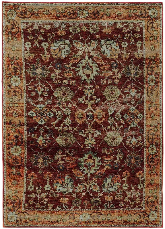 affordable carpet for rental homes-Andorra 7154A Red/ Gold Rug