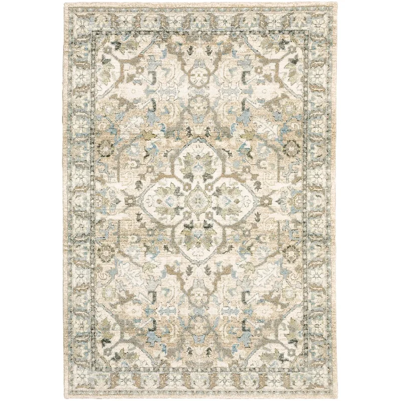 modern minimalist rug styles-Andorra 9818G Beige/Ivory Rug