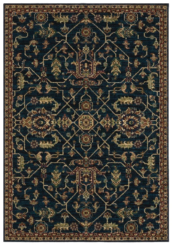 modern floral rug styles-Ankara 531B Blue/Red Rug