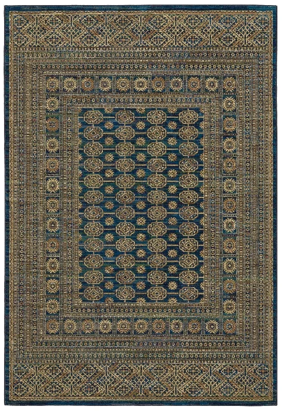 best rug pads for pet safety-Ankara 602K Blue/Gold Rug