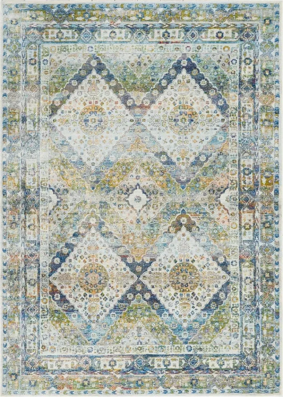 how to install carpet in sunrooms-Ankara Global ANR07 Blue/Green Rug