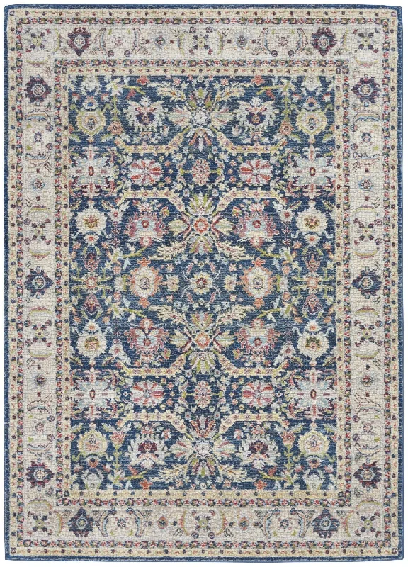 affordable carpet for pet rooms-Ankara Global ANR13 Navy/Multicolor Rug