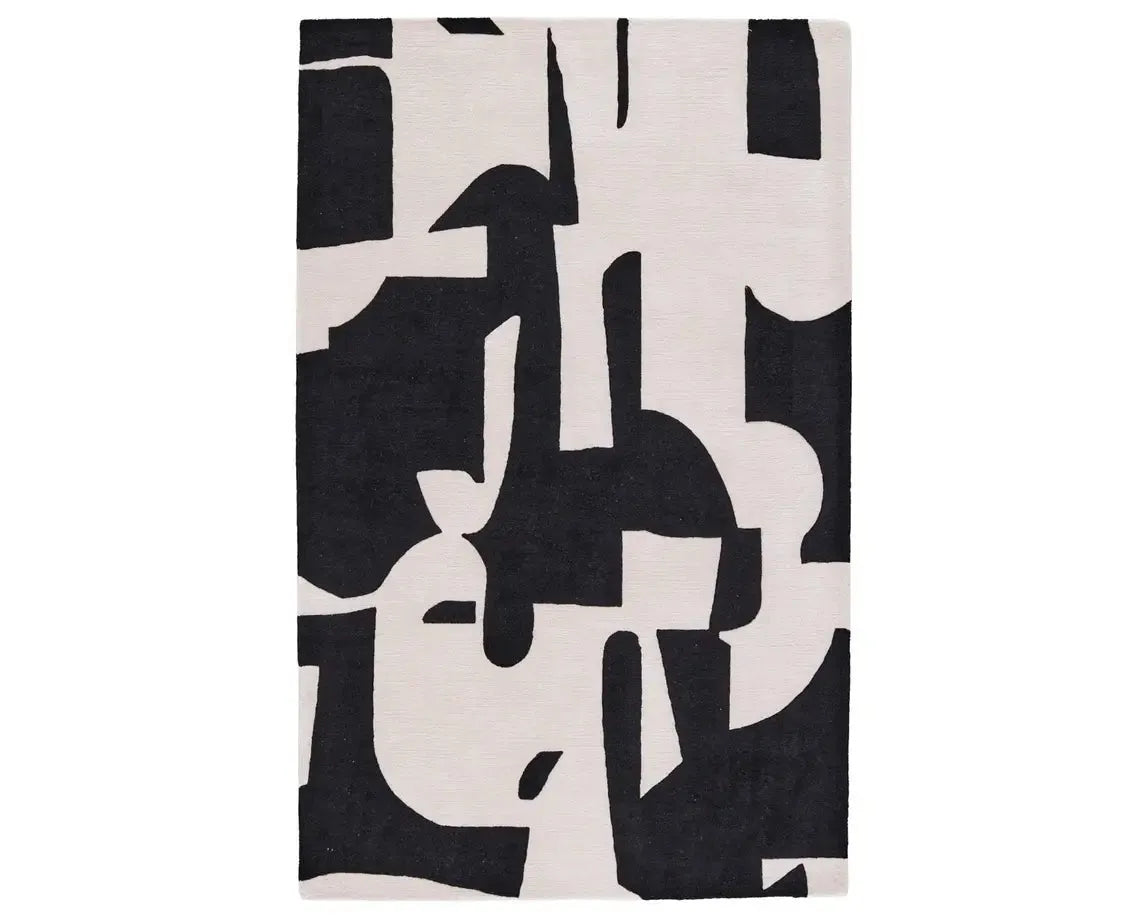 trendy geometric rug ideas-Anthem ANT01 Black Rug