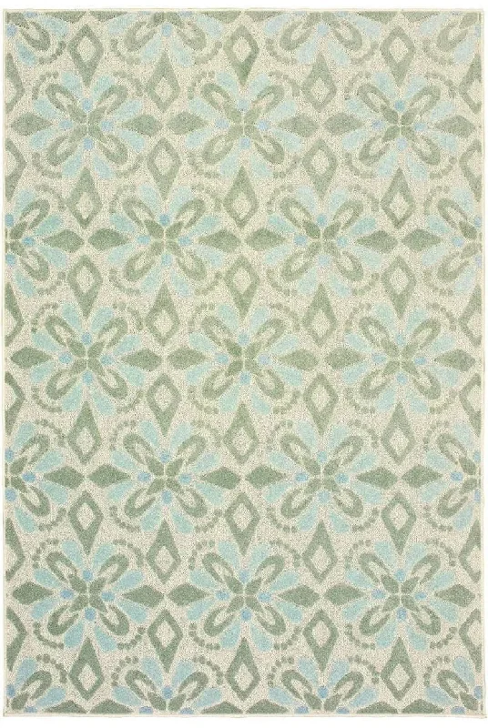 trendy boho rug patterns-Barbados 5994J Ivory Green Rug