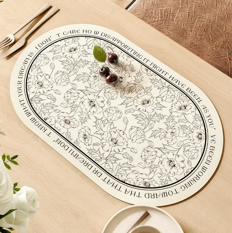 top-healthy-vegan-recipes-Black & White Floral Pattern Placemat