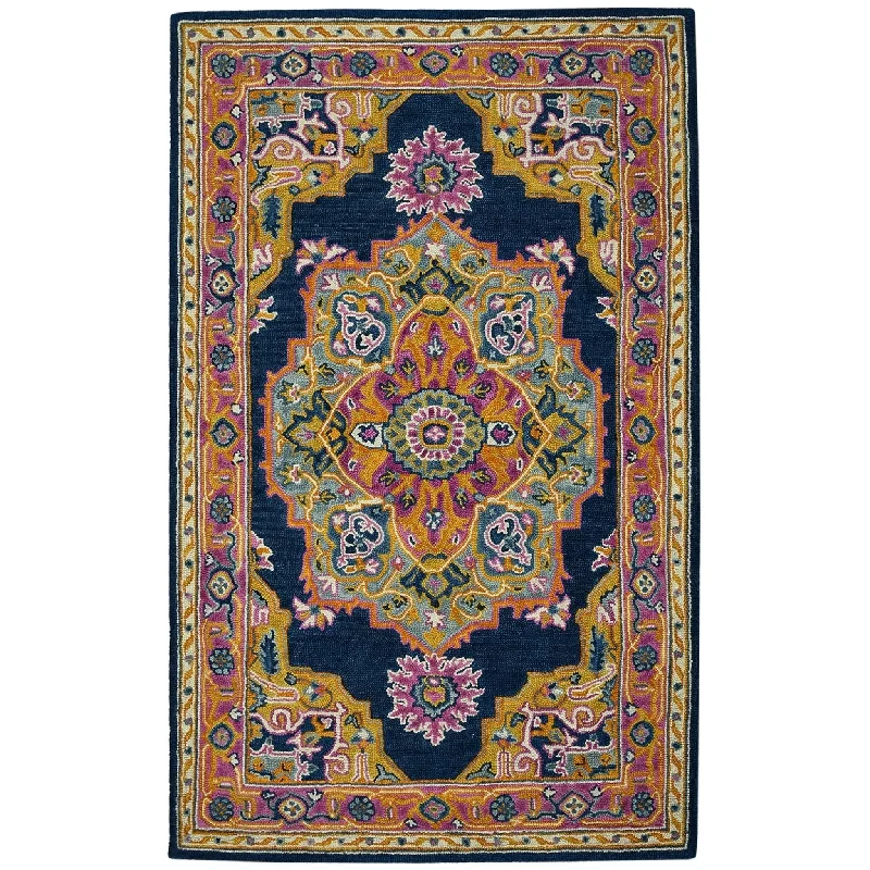 best carpet cleaners for pet stains-Boho BOH-8 Navy/Pink Rug