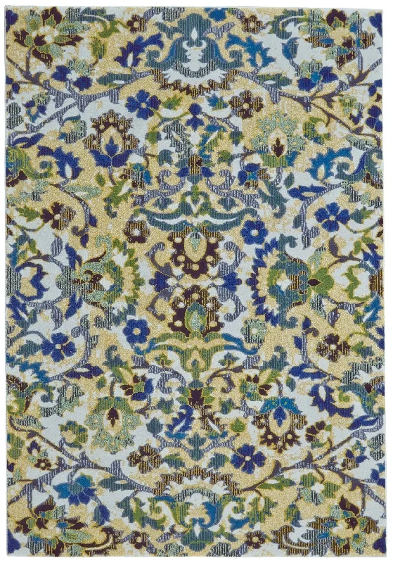 durable rugs for entryways-Brixton 6163631F Green/Blue Rug