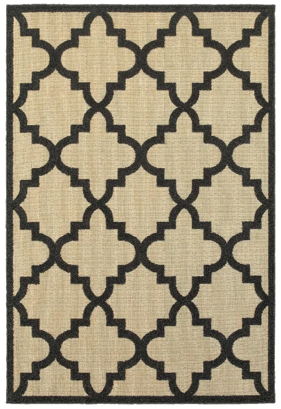 trendy boho rug patterns-Cayman 660N Sand/ Charcoal Rug