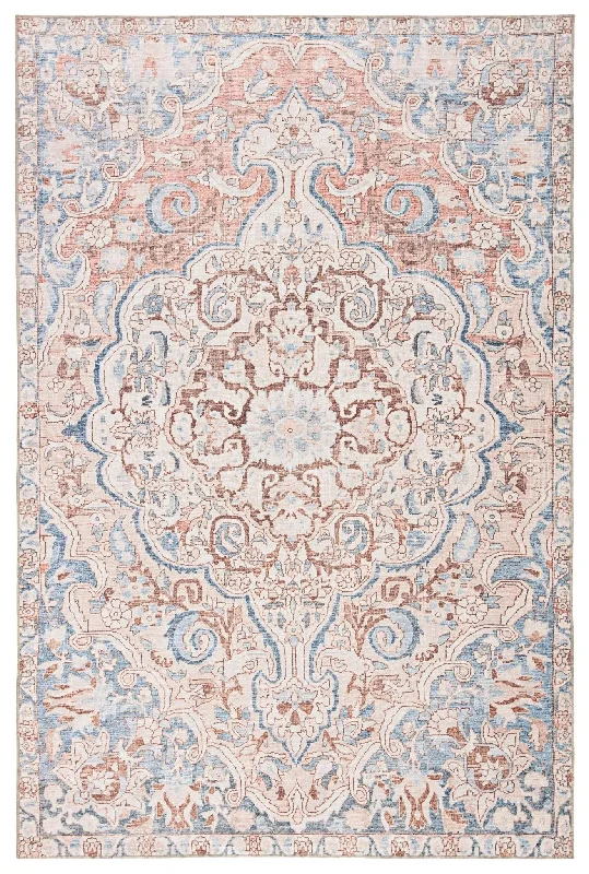 affordable rugs for cozy homes-Chateau CHT04 Blue/Light Pink Rug