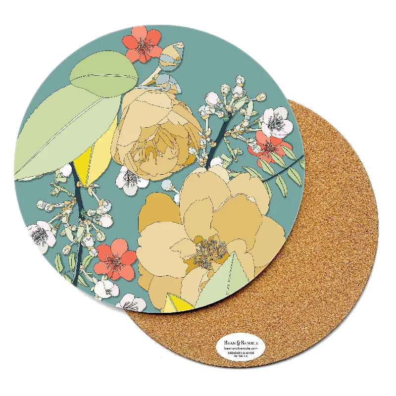 best-budget-projector-reviews-Round Placemat - Chica Camellia Teal