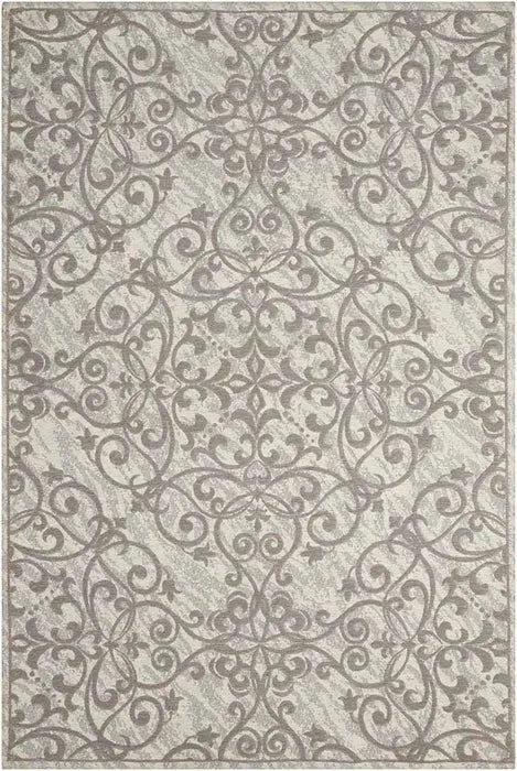 how to install carpet in small spaces-Damask DAS01 Ivory/Grey Rug