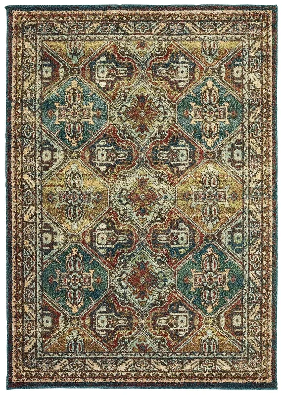 modern abstract carpet patterns-Dawson 8527A Teal/ Brown Rug