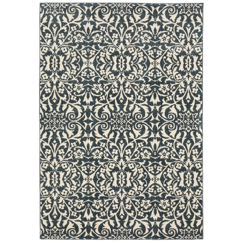 best carpet sweepers for freshness-Fiona 5501B Blue/Ivory Rug