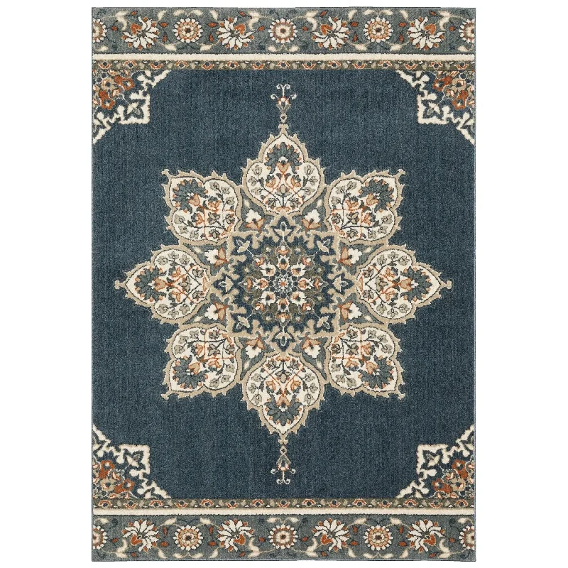 trendy geometric rug ideas-Fiona 5570X Blue/Beige Rug