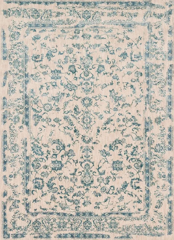 best rugs for carpeted floors-Florence FO-01 Ivory / Aqua Rug