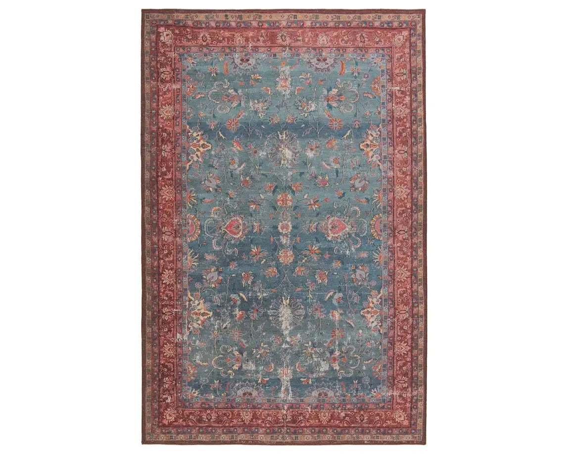 affordable carpet for kids playroom-Harman HBL06 Blue/Red Rug