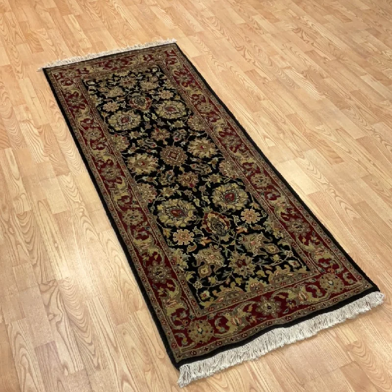 durable rugs for busy apartments-Kaoud Rugs 2.6X6.2 Runner BLACK ANT. MAHAL  Area Rug