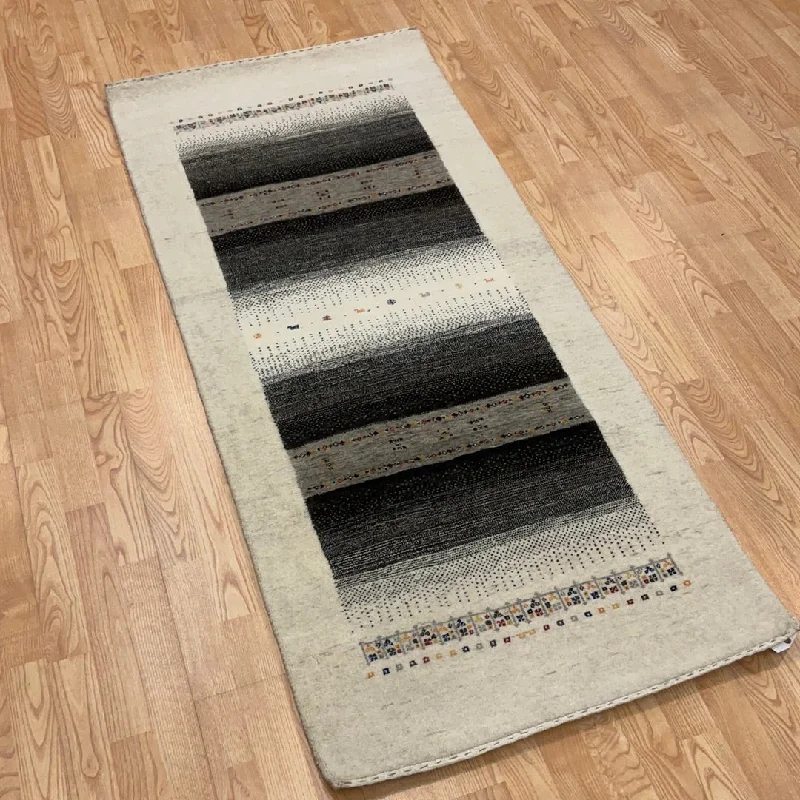 affordable rugs for large spaces-Kaoud Rugs 2.7X6 Runner GREY GABBEH Area Rug