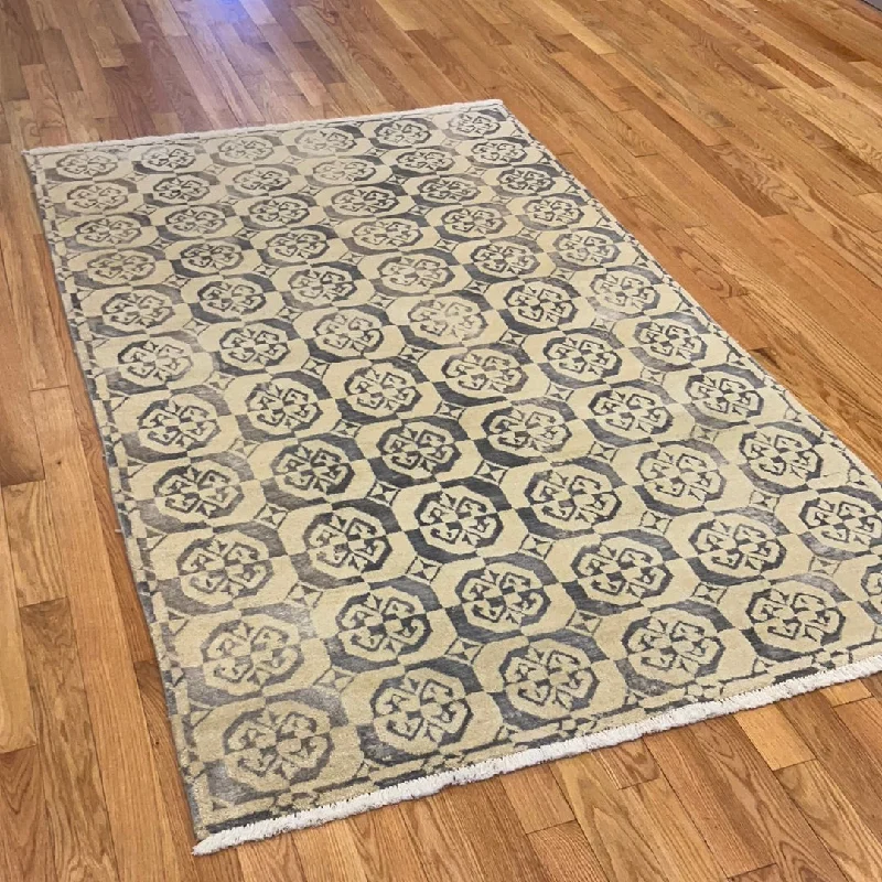 how to clean acrylic rugs-Kaoud Rugs 4.10X7.11 Rectangle BEIGE CONTEMP Area Rug