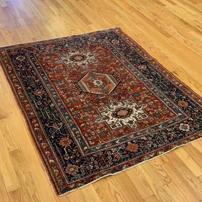 how to install carpet in bathrooms-Kaoud Rugs 4.11X6.2 Rectangle RUST KARAJA Area Rug