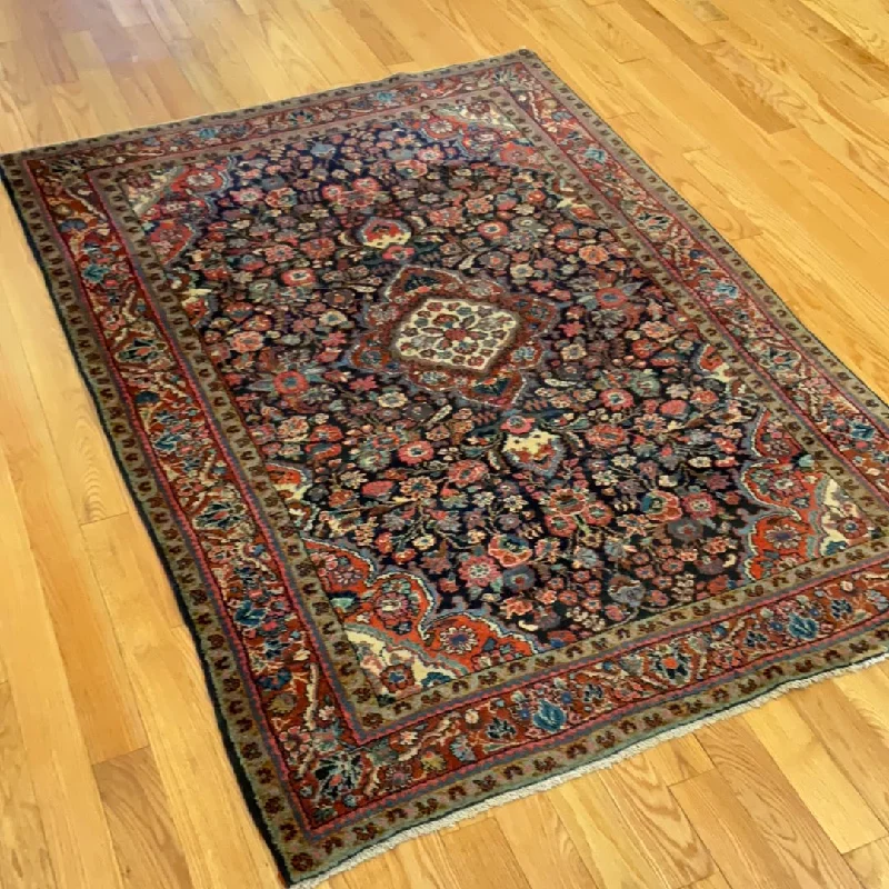 how to clean carpet with homemade solutions-Kaoud Rugs 4.7X6.6 Rectangle BLUE ANTIQUE HAMADAN Area Rug