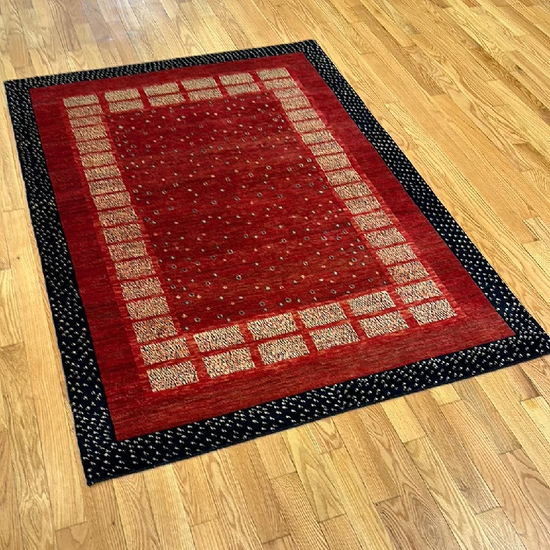 eco-friendly carpet installation tips-Kaoud Rugs 5.1X7 Rectangle BURGUNDY GABBEH Area Rug