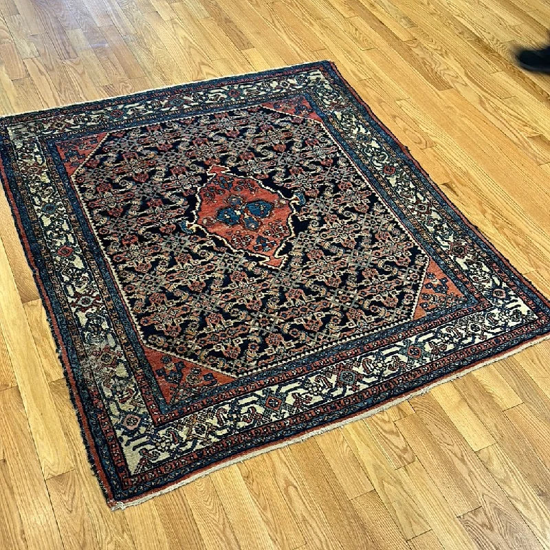 how to clean carpet with pets-Kaoud Rugs 5.4X6 Square NAVY HAMADAN Area Rug