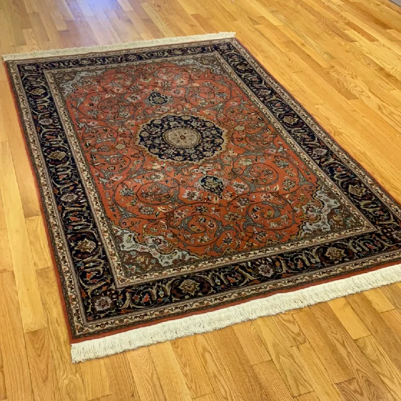 how to clean hemp rugs-Kaoud Rugs 5.6X8 Rectangle ROSE FLORAL TABRIZ  Area Rug