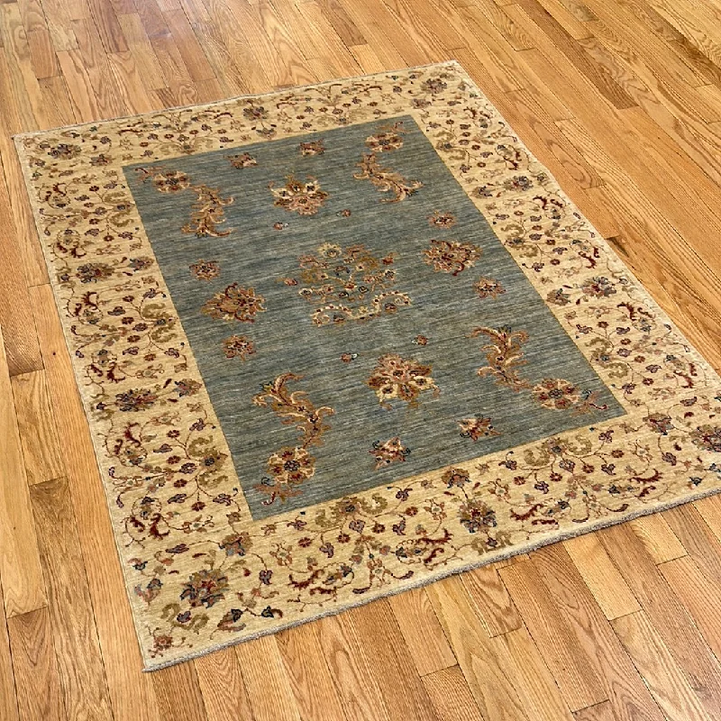 non-slip rugs for kitchen floors-Kaoud Rugs 5X6.3 Rectangle LIGHT BLUE ANT. TABRIZ-S Area Rug