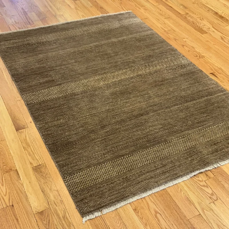 where to buy durable rugs-Kaoud Rugs 5X7 Rectangle BROWN GABBEH Area Rug