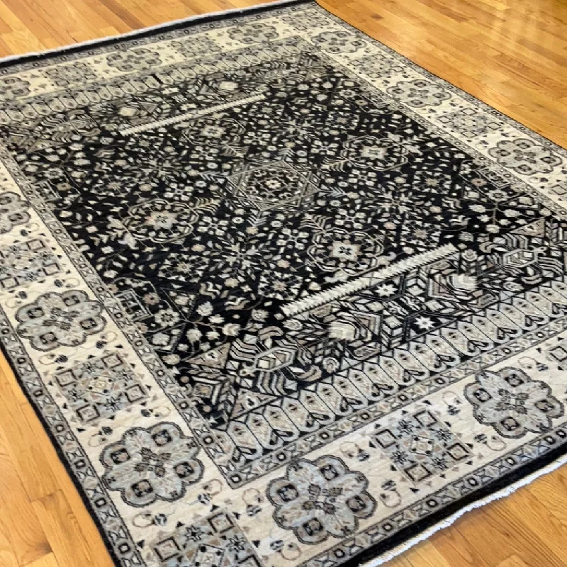 durable rugs for entryway decor-Kaoud Rugs 8.1X10.6 Rectangle Black Contemp Area Rug