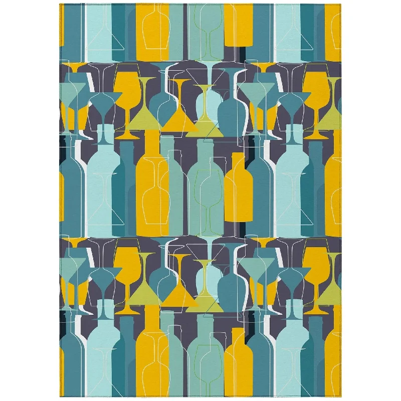 modern abstract rug designs-Kendall KE13 Ink Rug