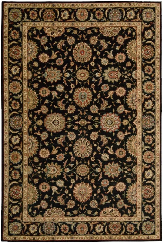 trendy boho rug designs-Living Treasures LI05 Black Rug