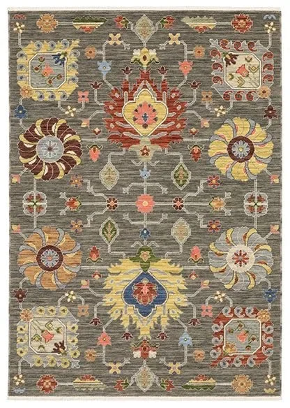 affordable carpet for modern homes-Lucca 8111K Grey/Multi Rug