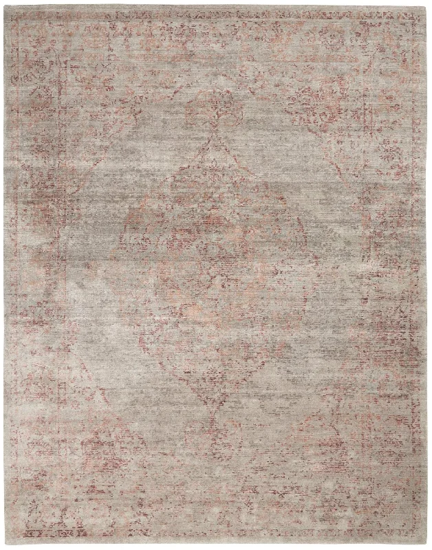 luxury silk rugs for sale-Lucent LCN07 Silver/Red Rug