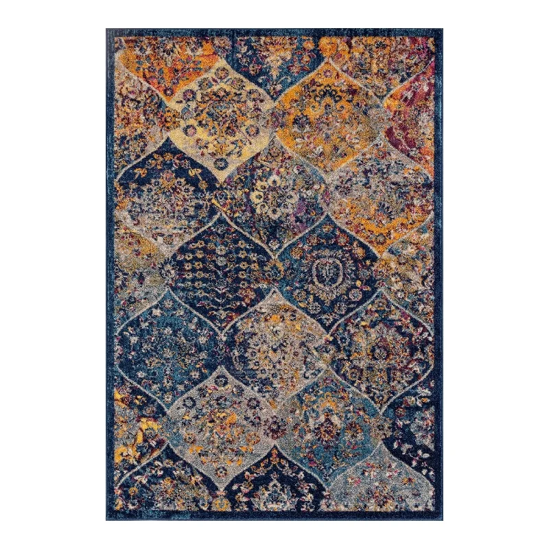 affordable rugs for outdoor spaces-Manhattan MAN-40 Navy/Orange Rug