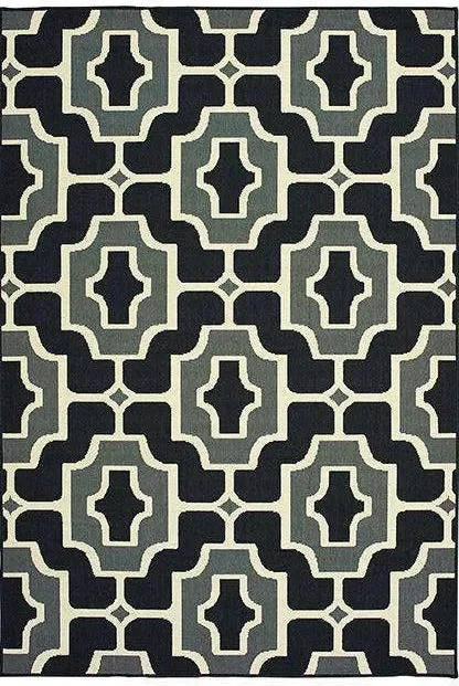 trendy striped rug designs-Marina 1491Z Black Grey Rug