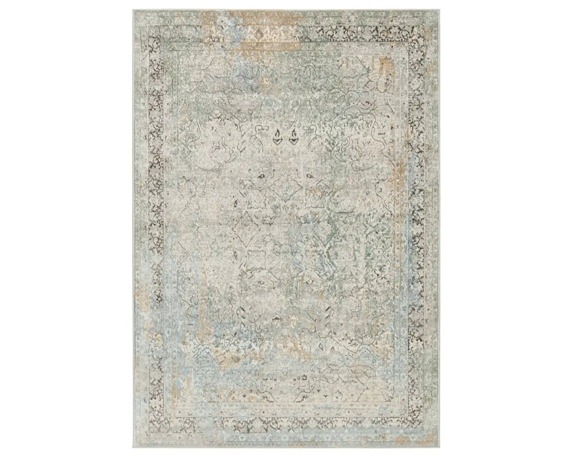 stylish rugs for dining rooms-Melo MEL04 Green/Light Grey Rug